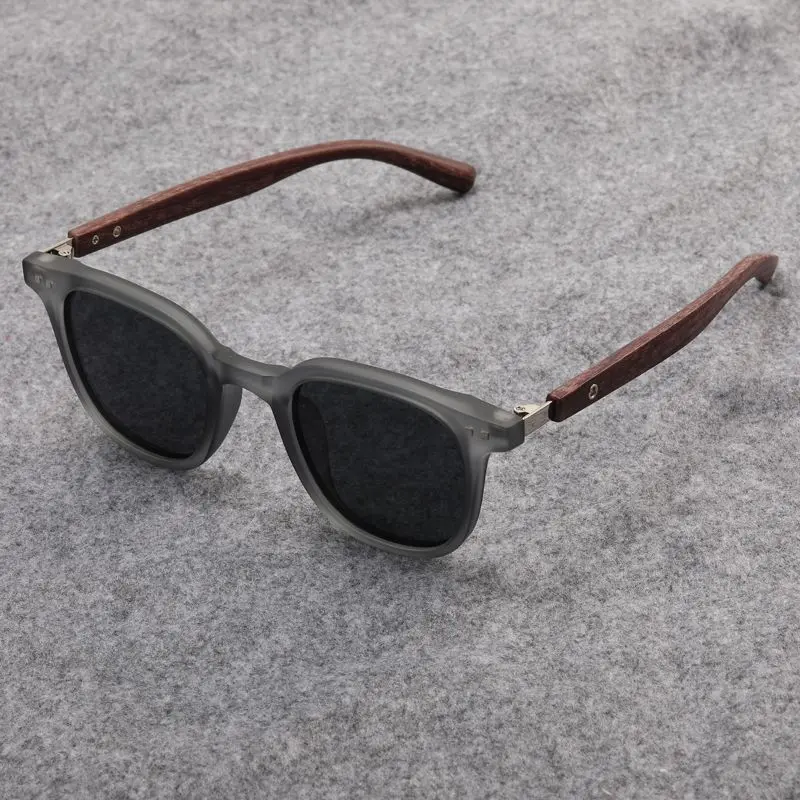 Retro Sunglasses with Wood Grain Temples, UV Protection, Unisex