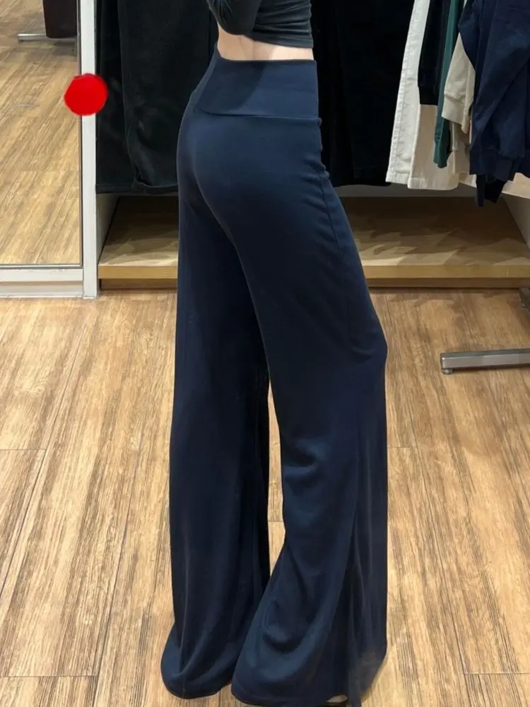 Navy Blue Women's Slightly Flared Sweatpants, Petite Fit, Butt-Lifting
