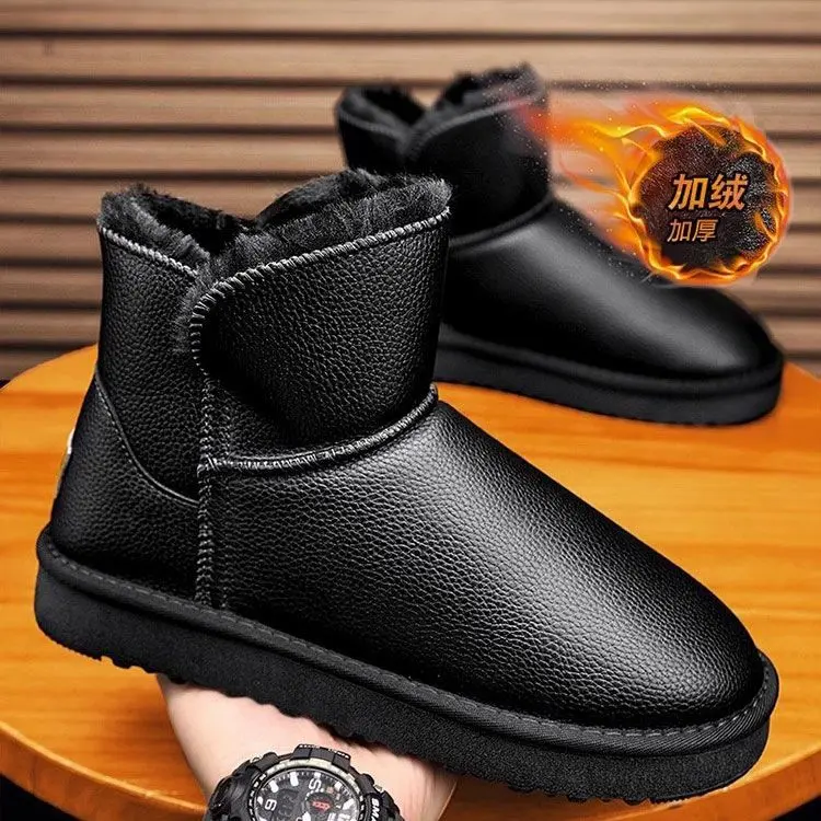 Men's Plus Size Winter Snow Boots, Non-Slip Waterproof, Velvet Lined