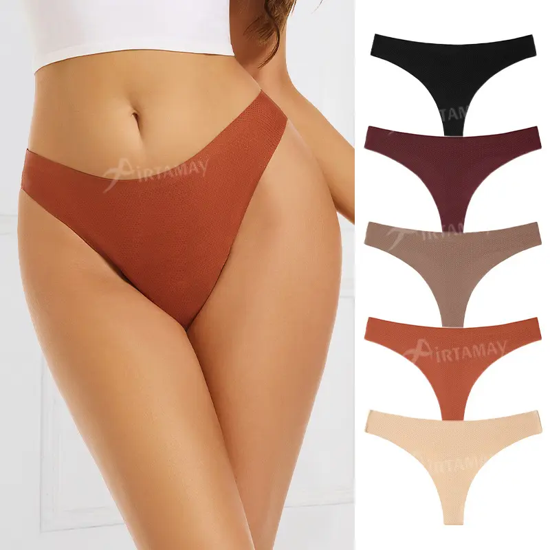 Women's Seamless Low Waist Breathable Thong Panties, Plus Size