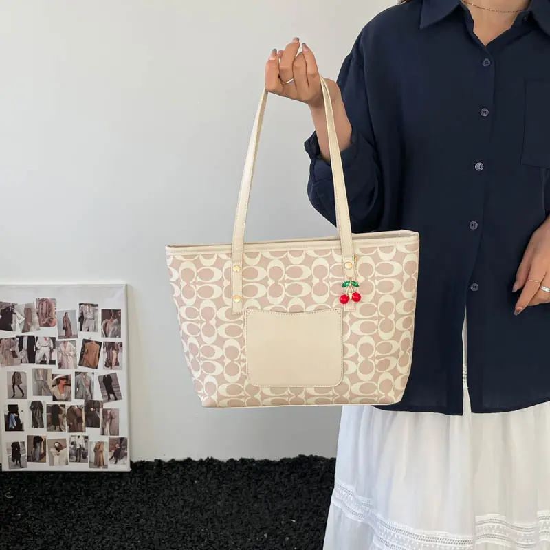 Classic Zipper Tote Bag, Daily Commute Shoulder Handbag, Large Capacity, Multiple Colors Available