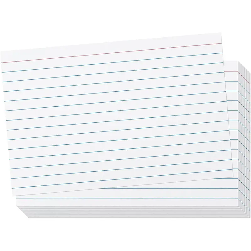 Lined Index Cards White, 100 Sheets per Set
