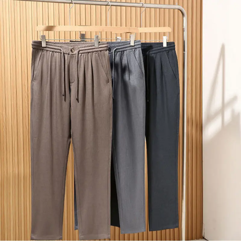 Tencel Wool Blend Men's Casual Pants, Summer Breathable