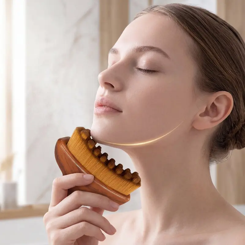 Halbmondförmige Lymphdrainage-Konturbürste, tragbare Gesichtsmassagebürste