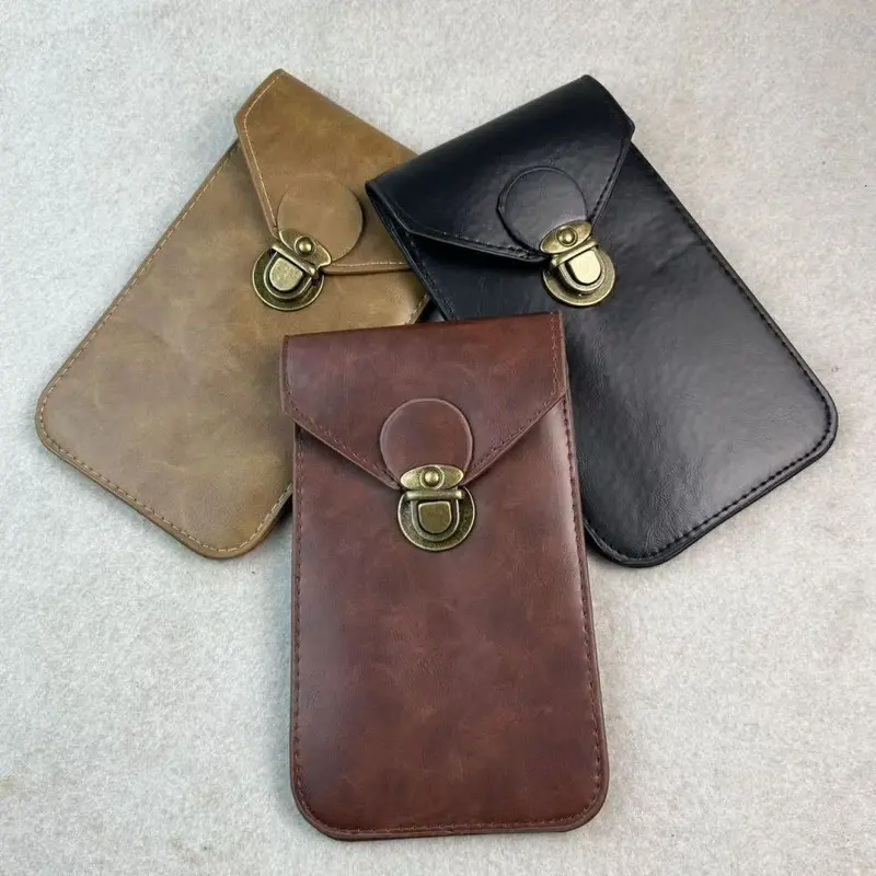 Best-selling Men's Vertical Casual Phone Pouch Belt Bag Slim Mini Multifunctional Sports Crossbody Bag Wholesale
