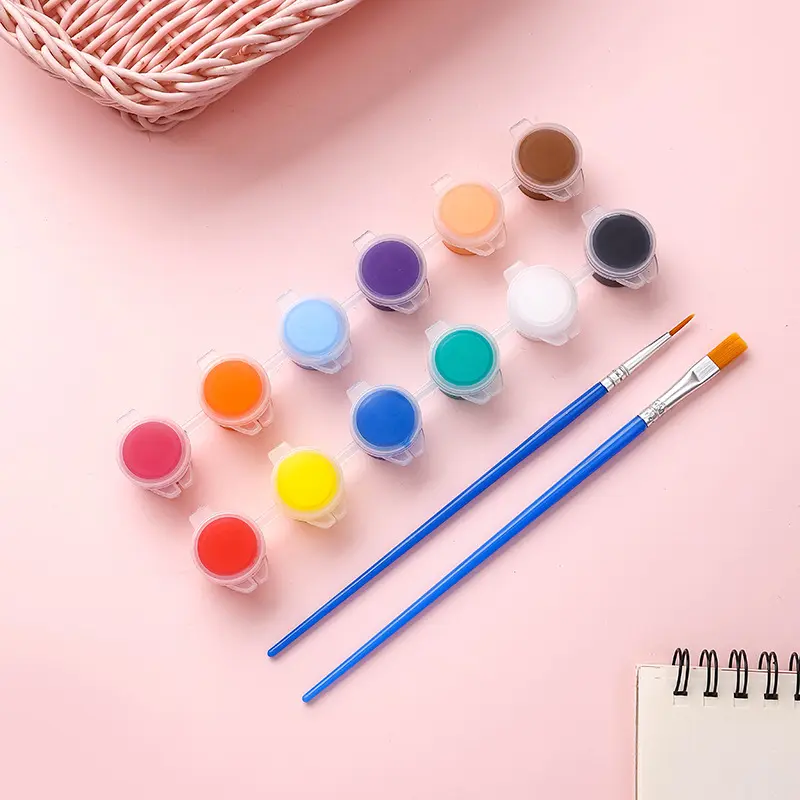 3ml Akrilik Boya Kalemi 12 Renk Bağlı Boya Fırça Seti Çocuk DIY Karalamalar Uçurtma Maske Boyama Boyası