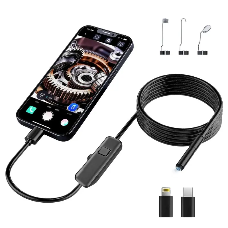 Universal Apple Android Smartphone Endoscope 1920P HD Hard Wire Automotive Repair Industrial Pipe Camera Wide Angle