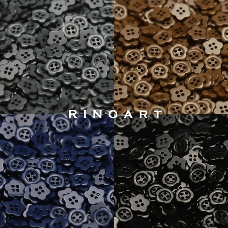 Plum Blossom Resin Buttons for Black and White Shirts and Cardigans