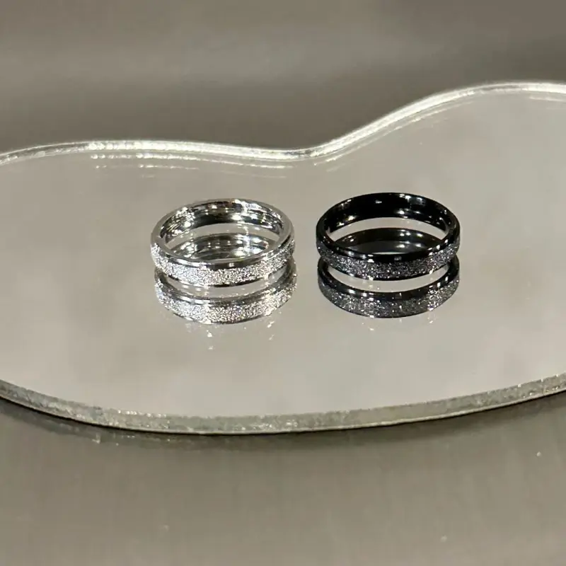 Matte black and white couple rings, premium design