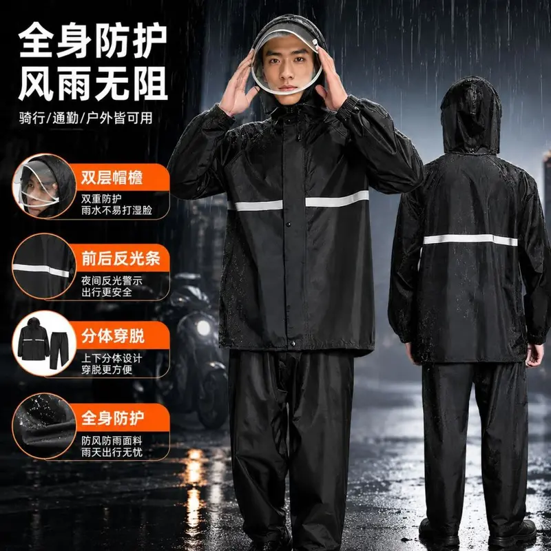 Zweiteiliger Regenkombination, Unisex Motorrad, wasserdicht Strickstoff