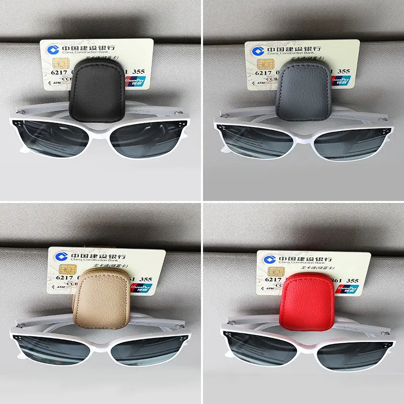 Multifunktionale Auto-Brillenhalter Brillenhalter aus Leder Autosonnenschutz-Aufbewahrungsbox Auto-Sonnenbrillenhalter Kartenhalter