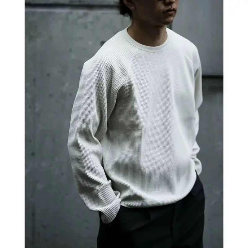 Raglan Sleeve Waffle Texture Quick-Dry Long Sleeve Base Layer T-Shirt