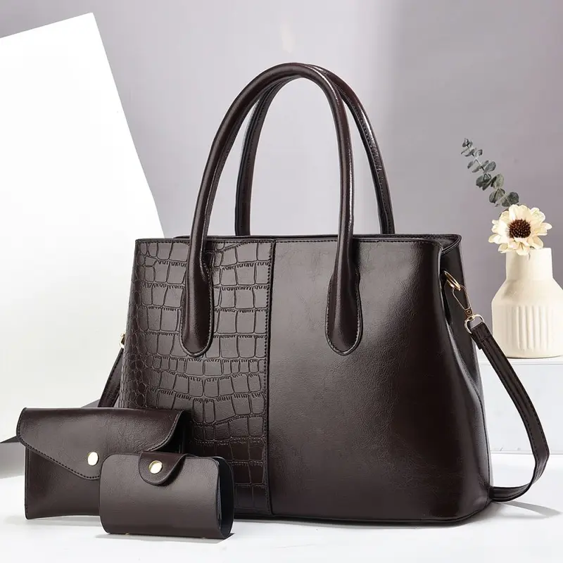 Women's Stone Pattern Mother and Child Bag Set, Large Shoulder Bag