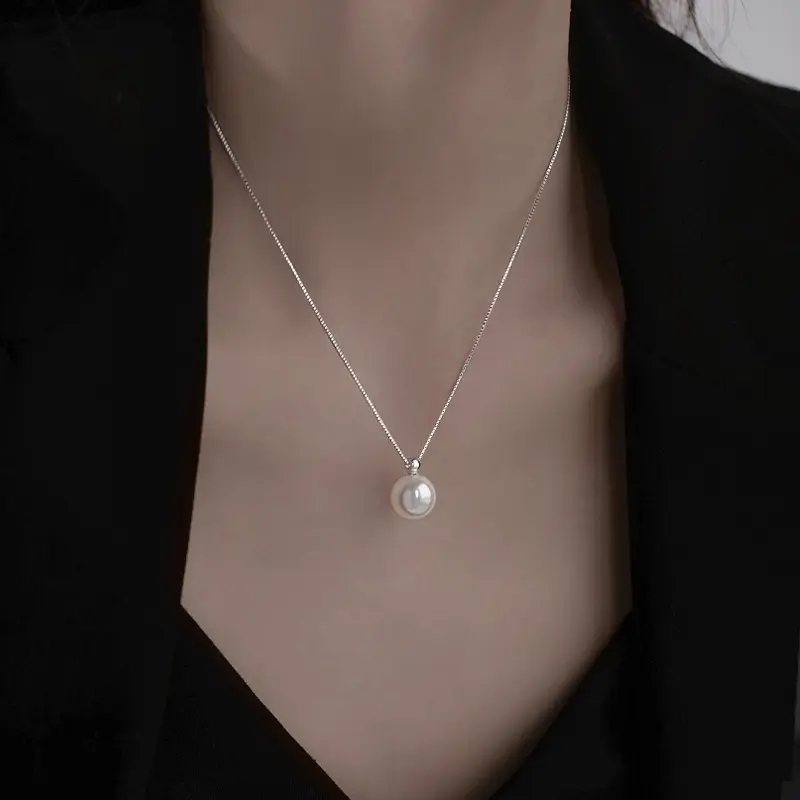 925 silver pearl necklace, elegant luxury style