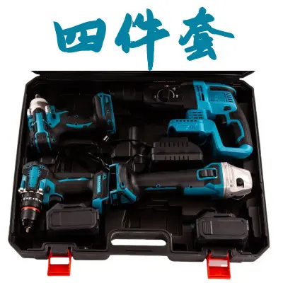 Lithium-Akku-Bohrhammer, Winkelschleifer, Akku-Bohrmaschine 4er-Set