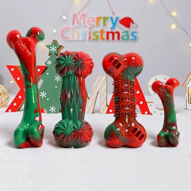 Christmas Colour Bone-Shaped Durable Dog Chew Teeth Cleaning Stick