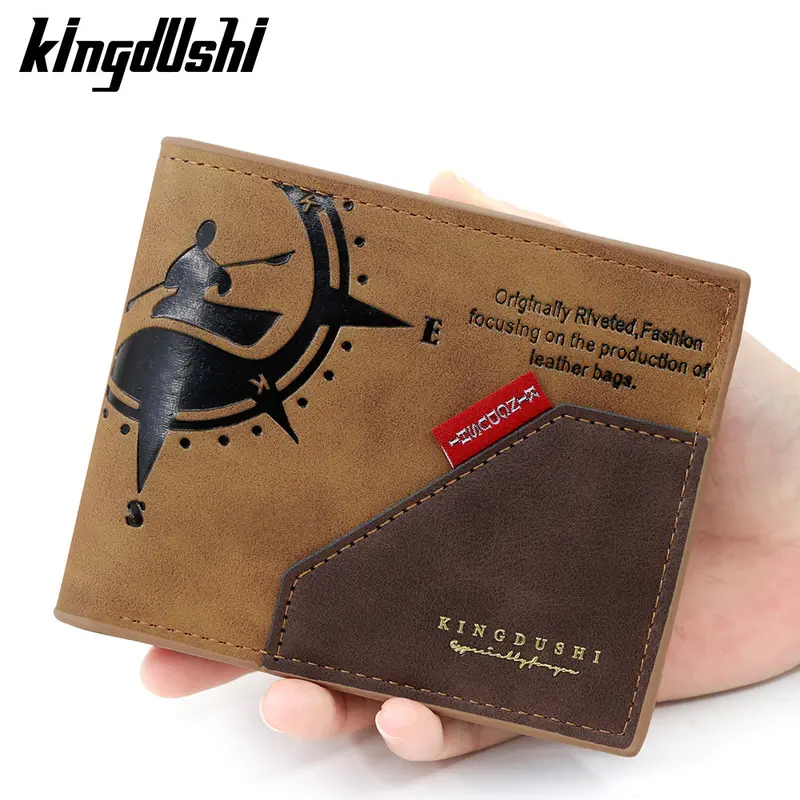Men's Short Wallet, Retro Style, Multi-Card Slots, Zipper Coin Pocket