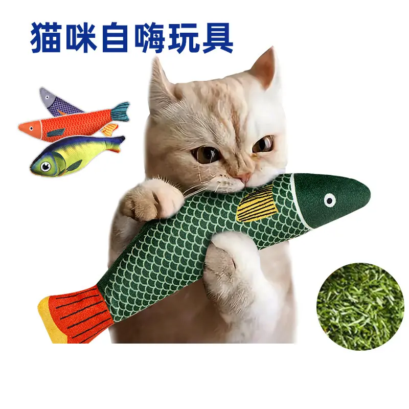 Kedi oyuncağı, catnip balık, ısırıklı