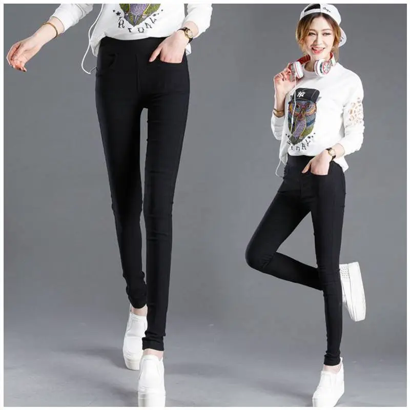 Women's Ankle-Length Pencil Pants with Front and Back Pockets