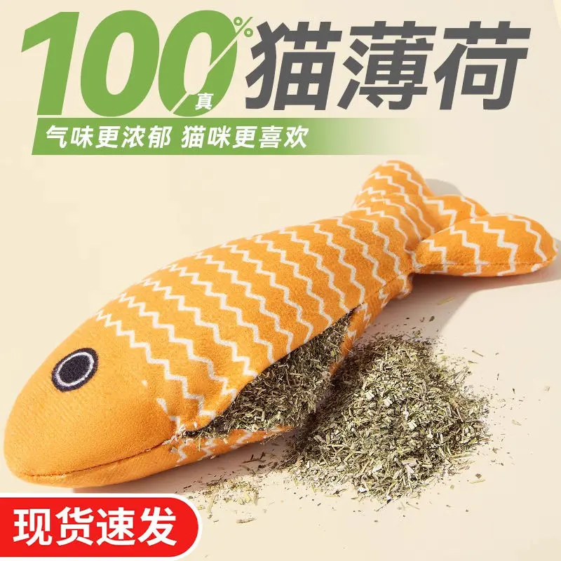 Durable Cat Toy Set with Catnip and Realistic Fish
