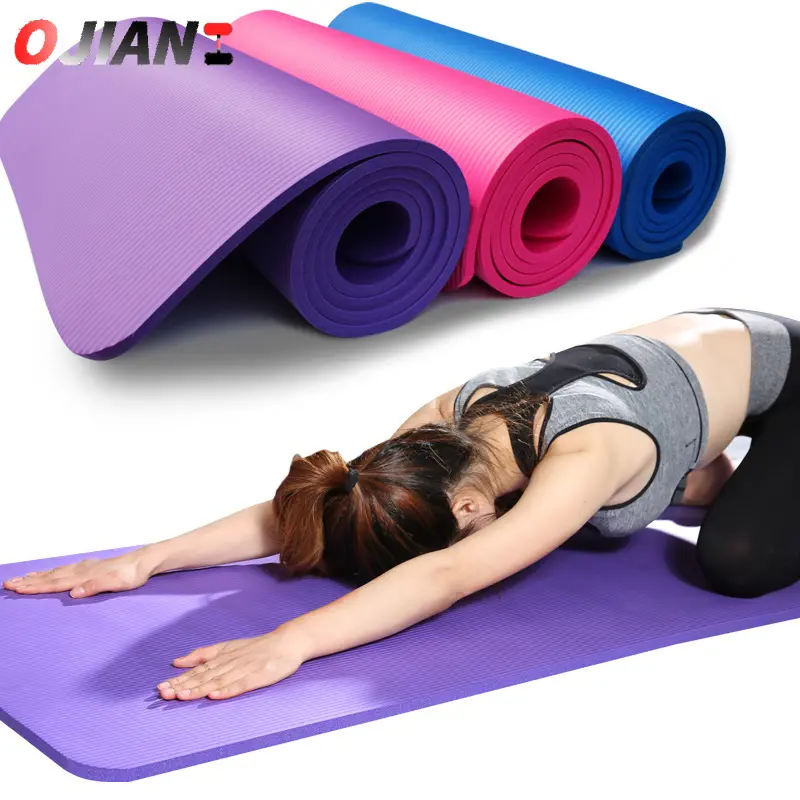 10mm Extra Long NBR Yoga Mat, Thick Mat for Beginners