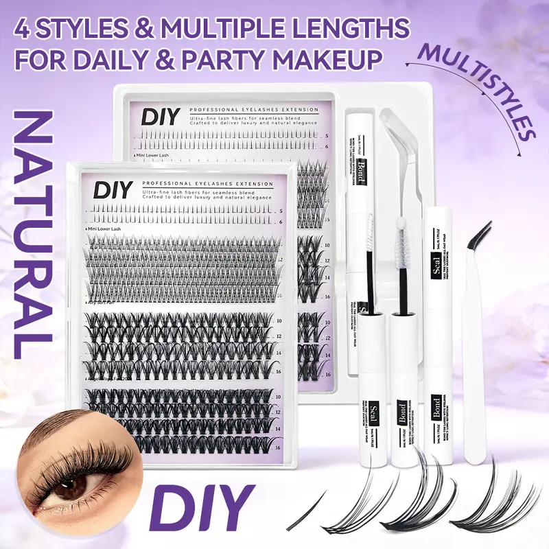 False Eyelashes Set 20D+30D Family Pack Dense Curled with Glue