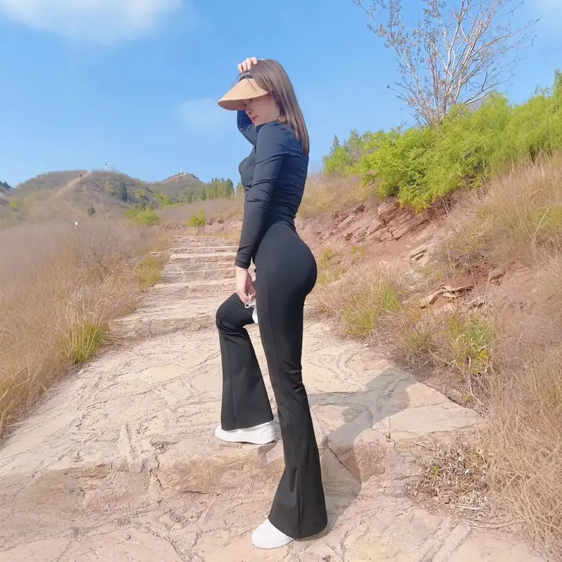 Damen-Yogahose, hohe Taille, verdeckter Reißverschluss