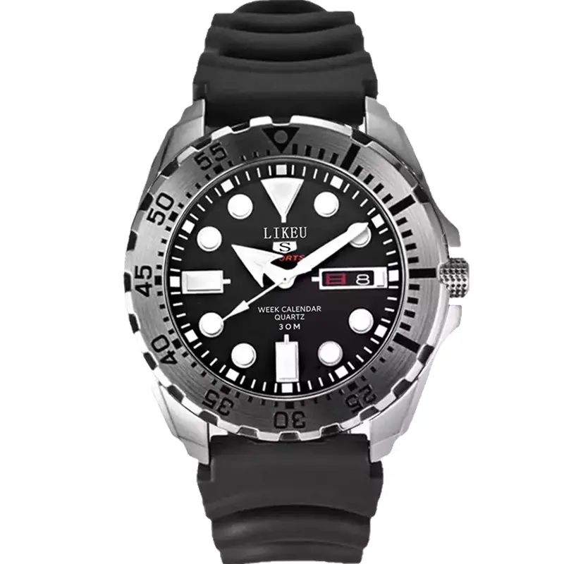 Seiko 5 Erkek Saati Gece Parlak Su Geçirmez Çift Takvim Su Cini Dalış Saati Mekanik Olmayan Erkek Saati Çelik Bileklik Kuvars Saat