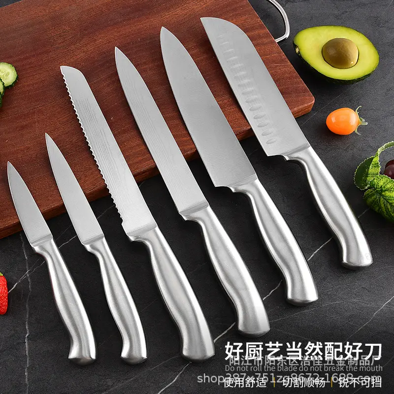 Edelstahl-Messerset 6-teilig mit Kochmesser und Santoku
