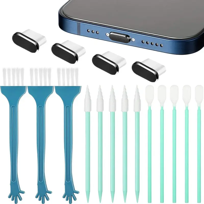 iPhone 15 / 16 arayüzüne uygun cep telefonu toz tıkacı metal toz tıkacı cep telefonu temizleme kiti