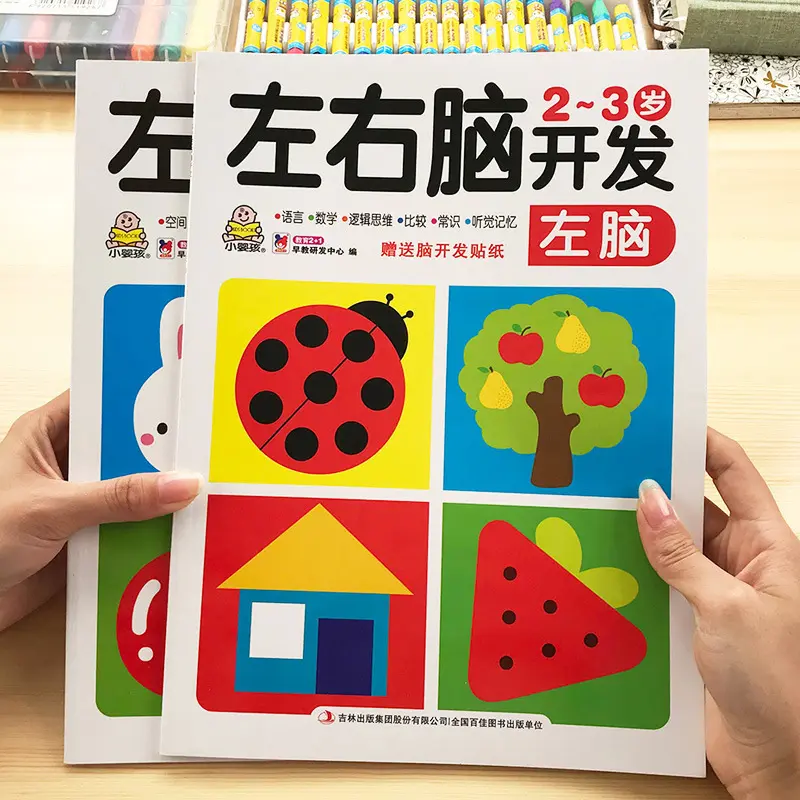 Left and Right Brain Development Educational Game Book for Ages 2-6 with Stickers
