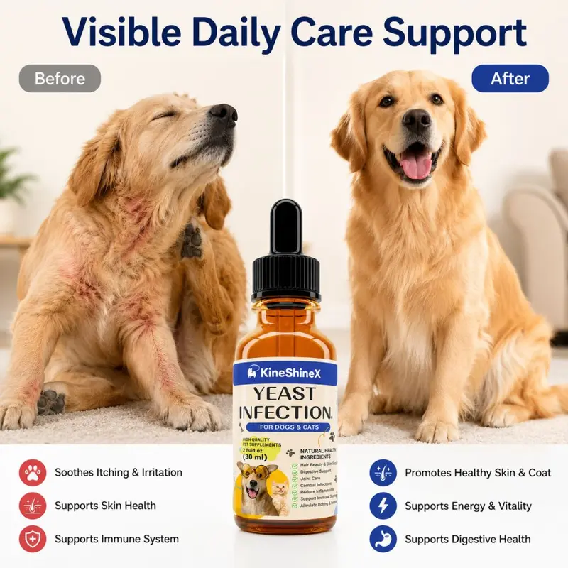 KineShineX Pet Yeast Daily Care Drops for Dog and Cat Skin and Coat — Ежедневные капли с дрожжами KineShineX для ухода за кожей и шерстью собак и кошек