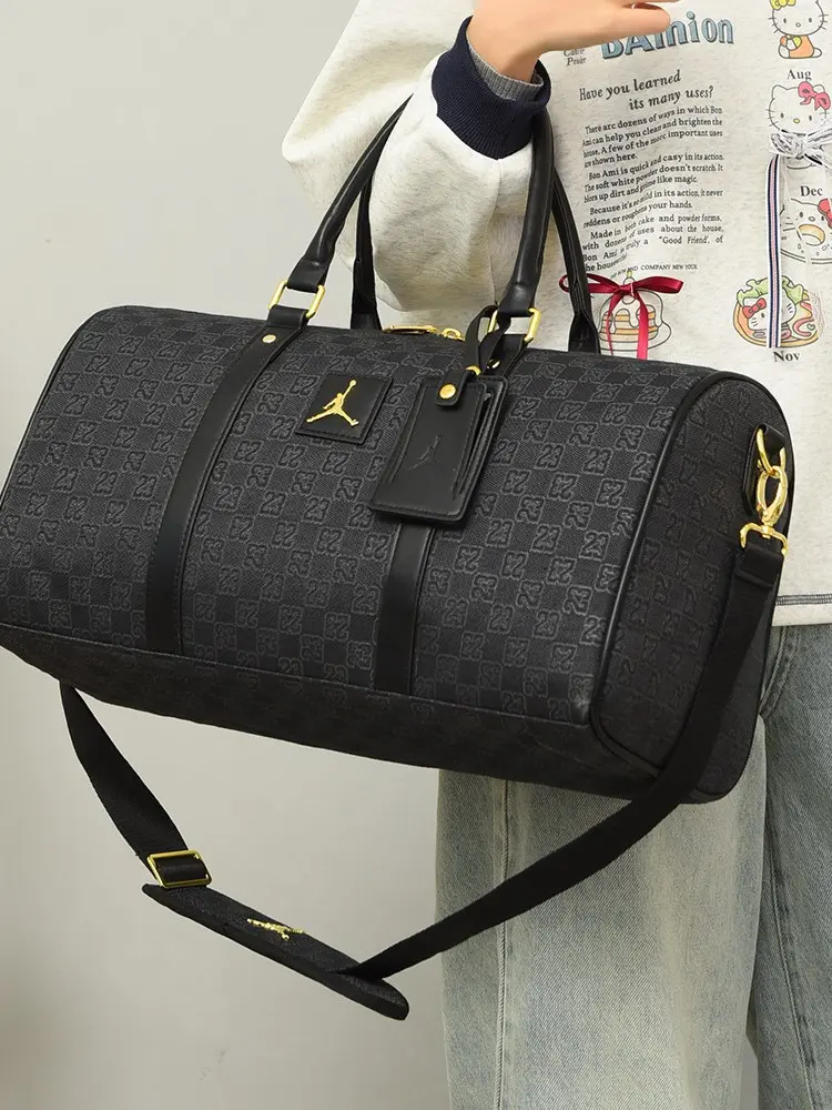 AJ Checkered Gym Bag, Large Capacity, Crossbody