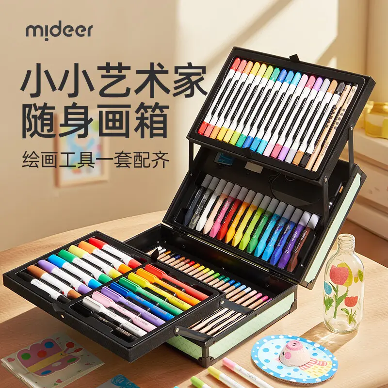 Mideer Kids Art Drawing Set with Markers and Crayons