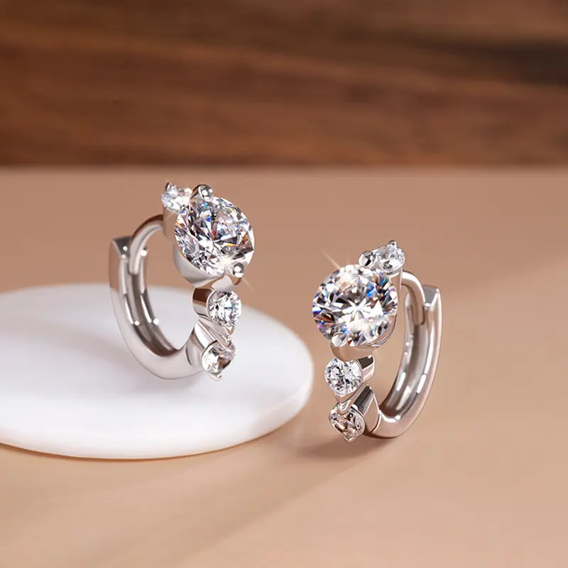 S925 silver earrings, zircon, diamond-look
