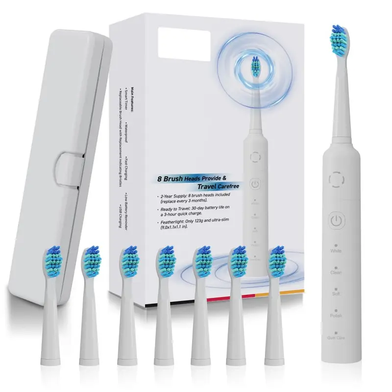 T6 Sonic Electric Toothbrush with 8 Brush Heads and 20 Modes, Rechargeable
