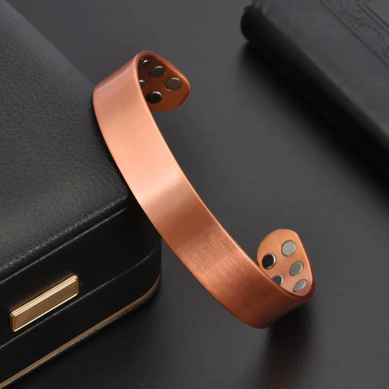 Rotkupfer-Magnet-Armreif und Ring-Set, offenes Design