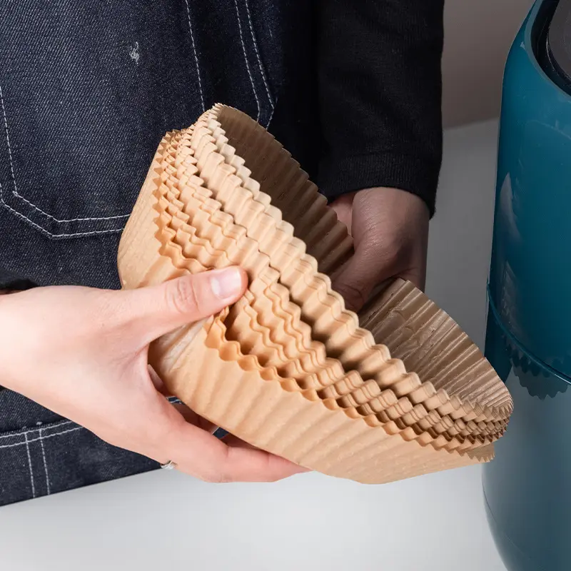 Ev Kullanımı Gıda Silikon Yağlı Kağıt Yuvarlak Kağıt Tabak Air Fryer Özel Kağıt Ped Yapışmaz Silikon Yağlı Kağıt Barbekü Fabrika Toptan