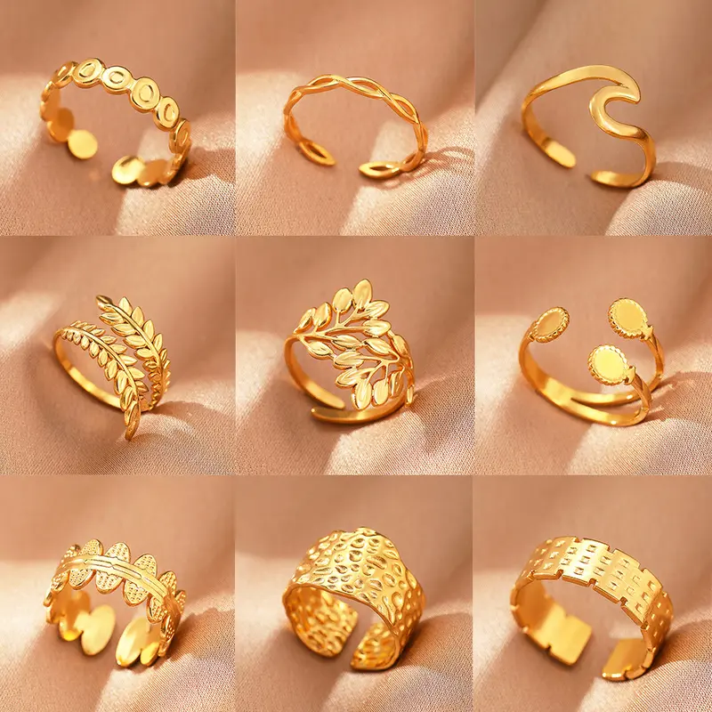 Bohemian-Stil Edelstahl offener Ring Persönlichkeit Damen Hip-Hop-Linie Titanstahl Ring Großhandel