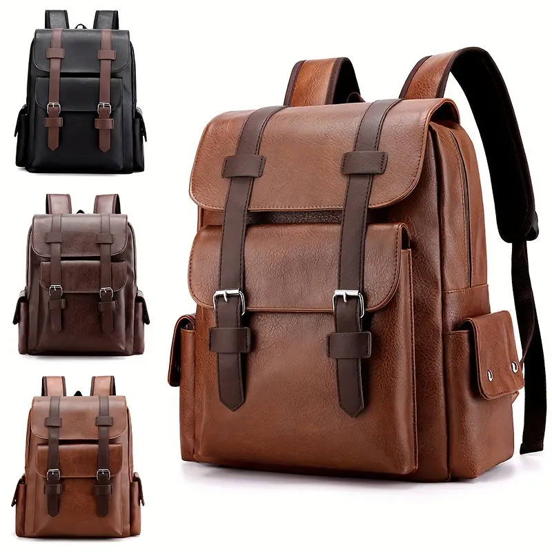 Grenzüberschreitender Retro-Rucksack für Damen und Herren, schlichter weicher PU-Laptop-Rucksack, neuer Trend großer Reiserucksack mit hohem Fassungsvermögen