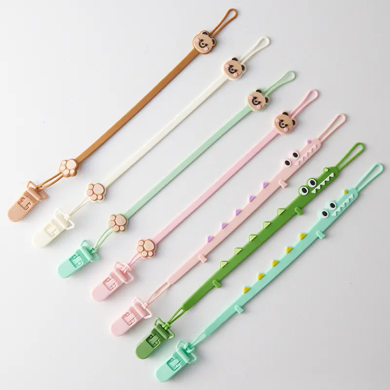 Bear design pacifier clip, silicone teething toy