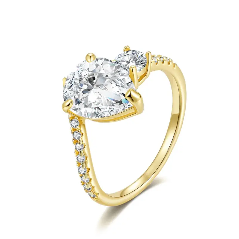 7x10 mm Tropfen 2 Karat Moissanit S925 Silberring für Damen