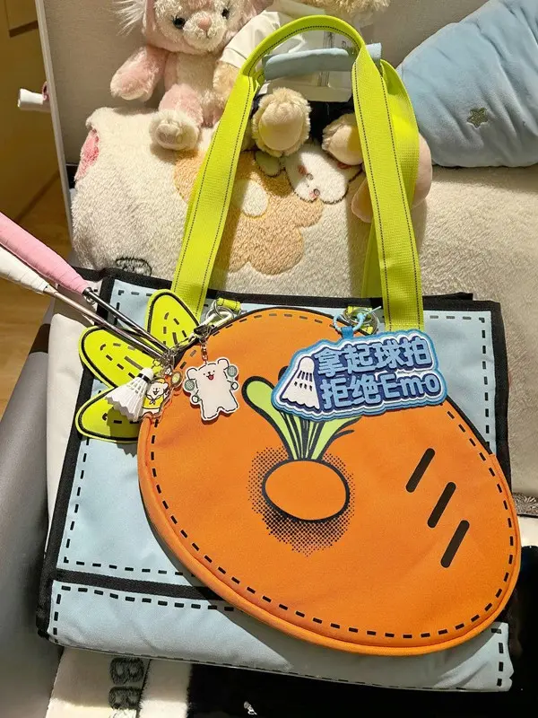 2025 Spor Badminton Tennis Schlägertasche Karotte 3D Tote Tasche Alltägliche Verwendung Große Kapazität Schultasche Süße Handtasche