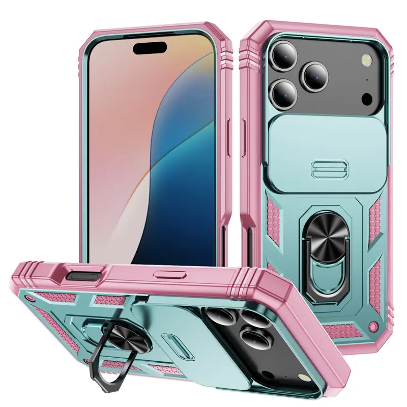 适用iPhone17Pro军事推窗三合一手机壳苹果16指环车载磁吸防摔保