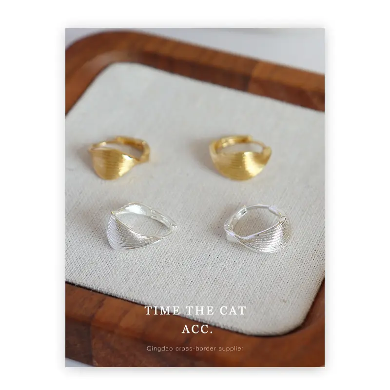 18K gold-plated geometric metal earrings, minimalist