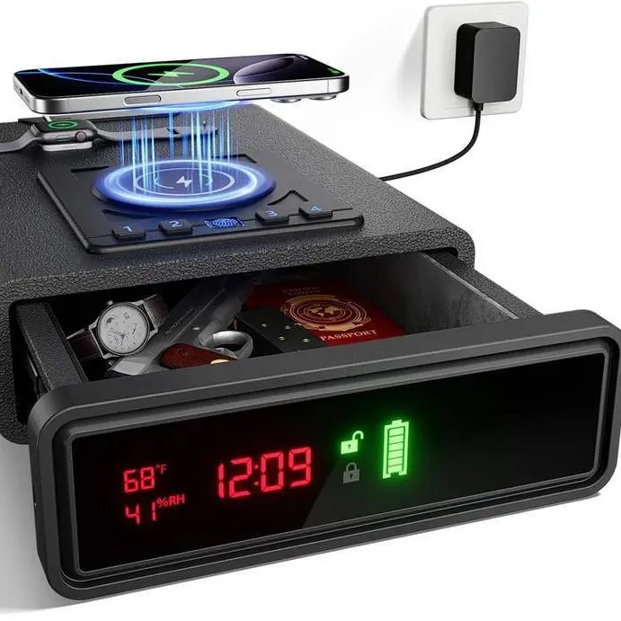 Intelligenter Mini-Pistolentresor mit kabellosem Laden, Bluetooth und Display