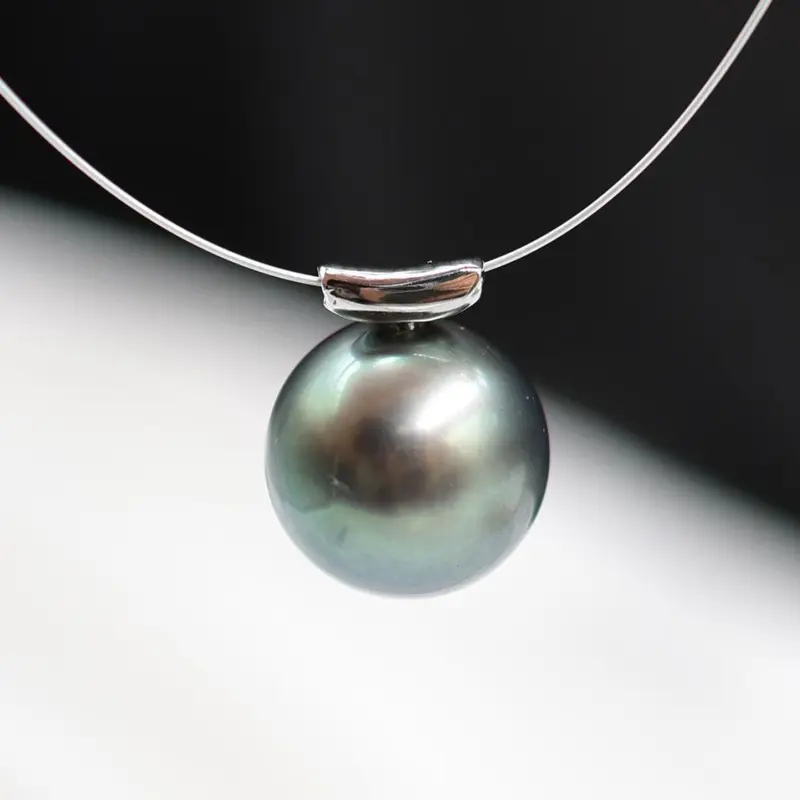 Zhao Silu Style Floating Moon Pendant, Empty Setting with Steel Wire Cord