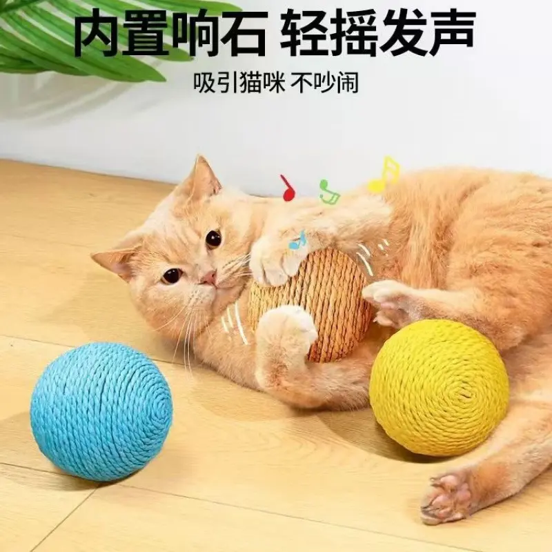 Süper büyük sisal ve kağıt ip top, sesli, dayanıklı, kedi oyuncağı