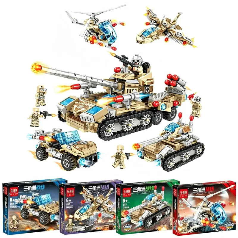 Military Tank and Fighter Jet Small Particle Building Block Model Set
