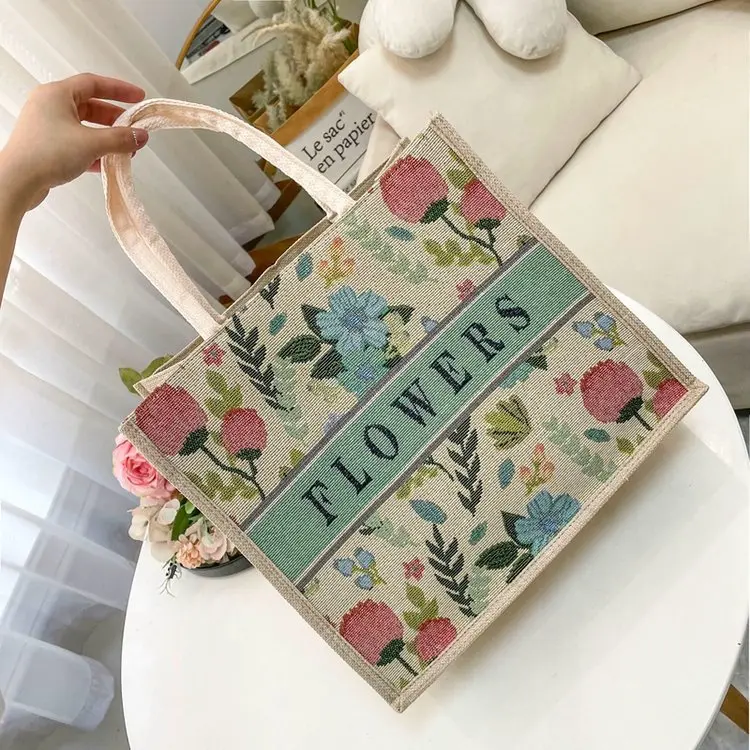 Canvas Tote Bag with Zipper and Shoulder Strap